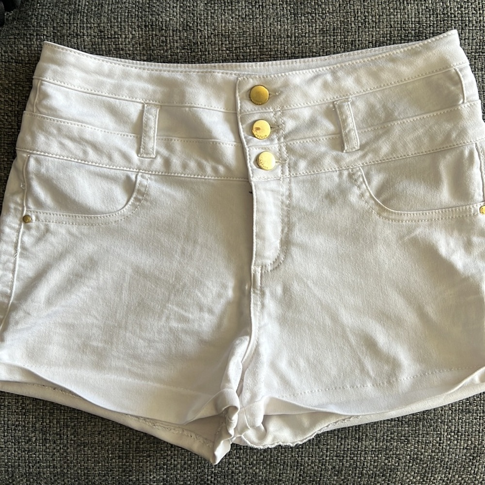Refuge High Waisted Shorts, White, 8